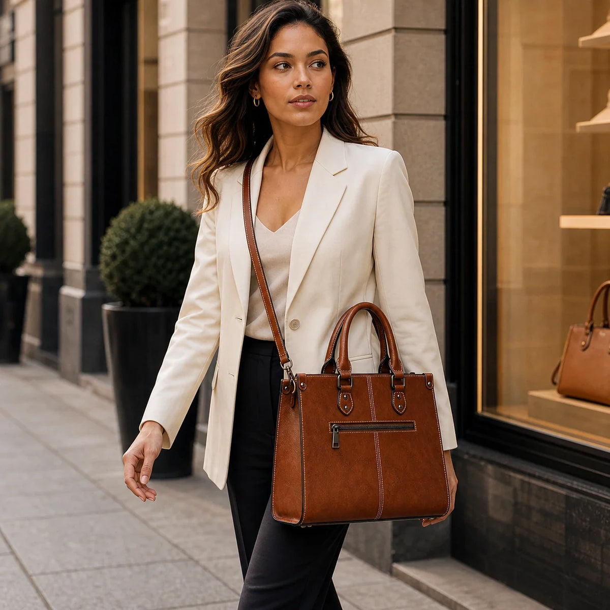 bolsa-feminina-mirela-estruturada-marrom-cafe-elegante-em-uso