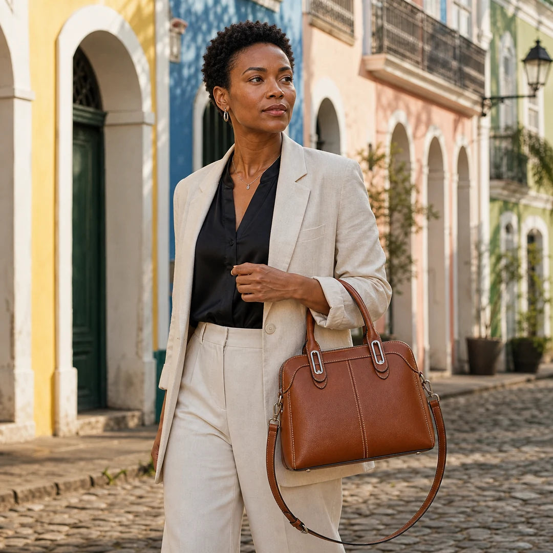 bolsa-feminina-valentina-estruturada-marrom-caramelo-em-uso