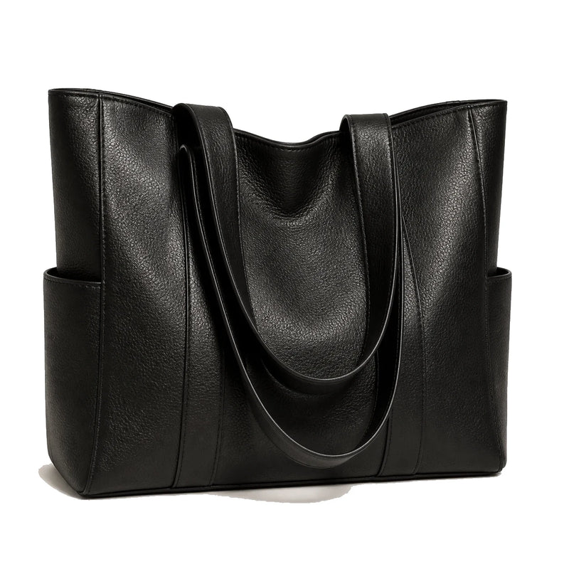 Bolsa Feminina Grande Modelo Alina Tote Minimalista Preta em fundo branco | Femily