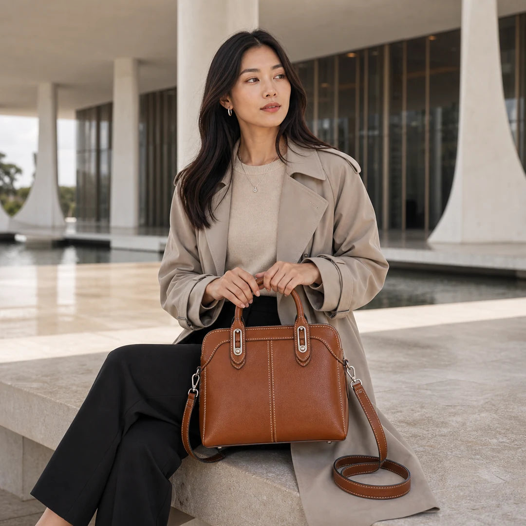 bolsa-feminina-valentina-estruturada-marrom-caramelo-em-uso