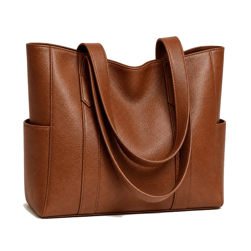 Bolsa Feminina Grande Modelo Alina Tote Minimalista Marrom em fundo branco | Femily