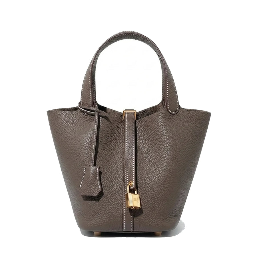 Bolsa Pequena em Couro Genuíno Avelin Cinza — vista principal | Femily