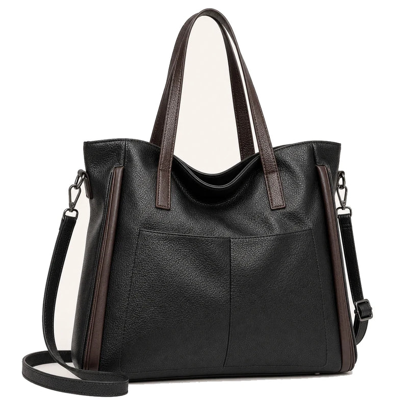 Bolsa Feminina Transversal Modelo Elisa Grande Minimalista Preta em fundo branco | Femily