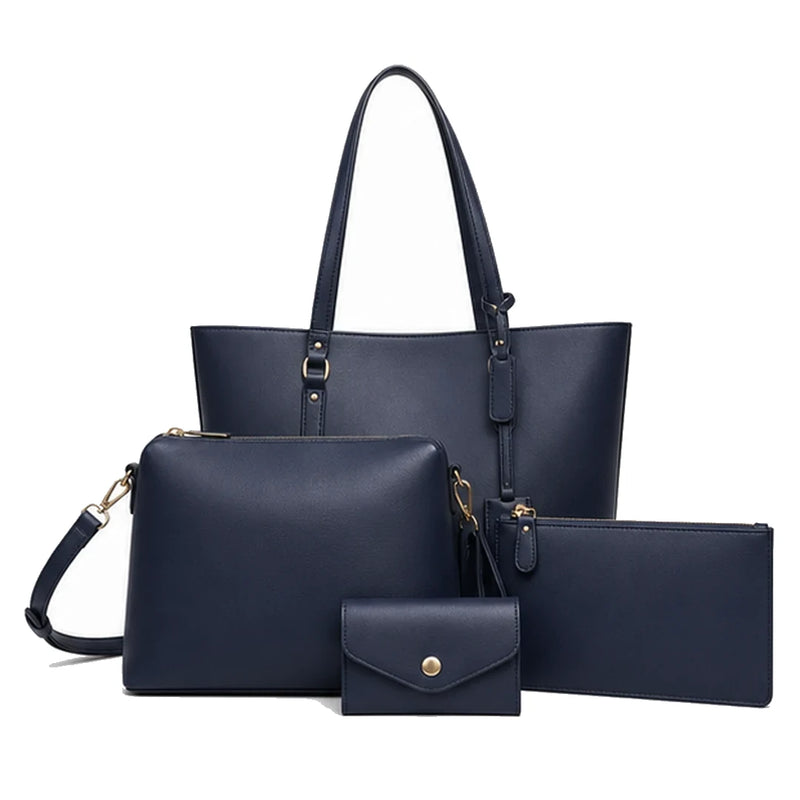 Bolsa Tote Kit Helena 4 Peças Oferta Azul em fundo branco | Femily