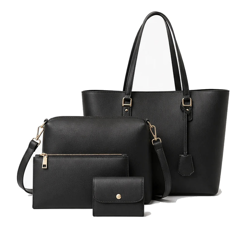 Bolsa Tote Kit Helena 4 Peças Oferta Preta em fundo branco | Femily