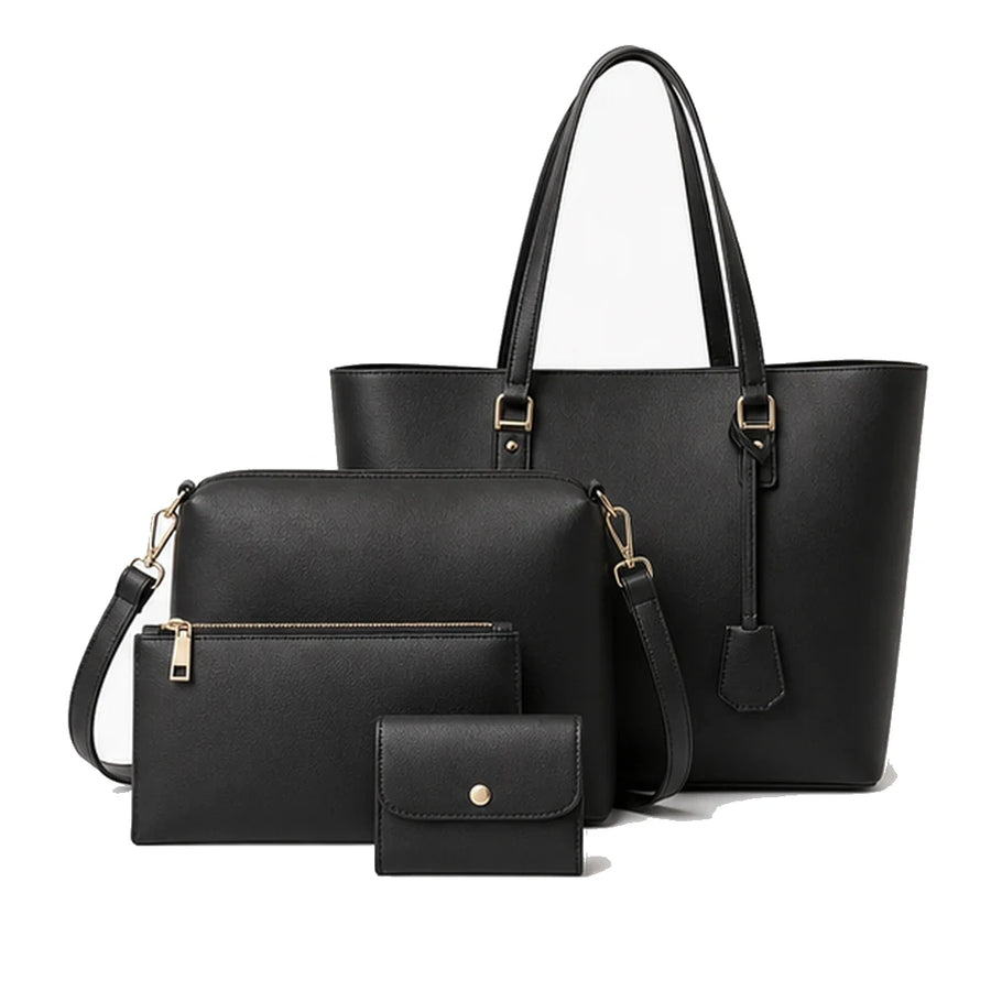 Bolsa Tote Kit Helena 4 Peças Oferta Preta em fundo branco | Femily