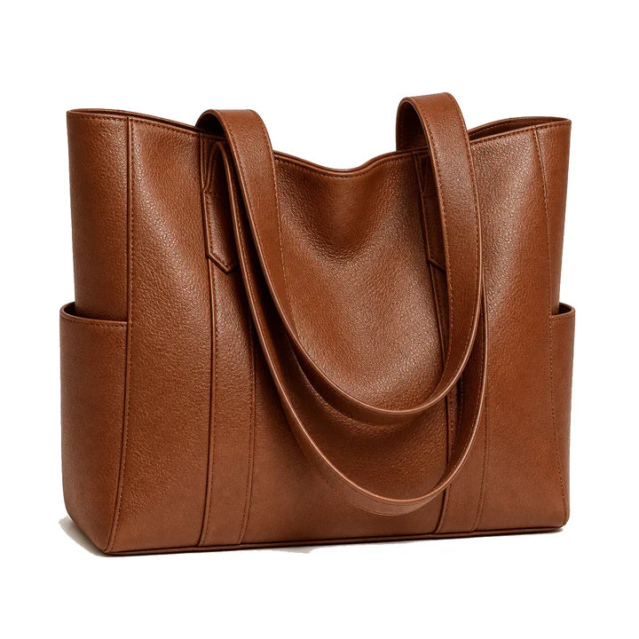 Bolsa tote grande Alina marrom em fundo branco